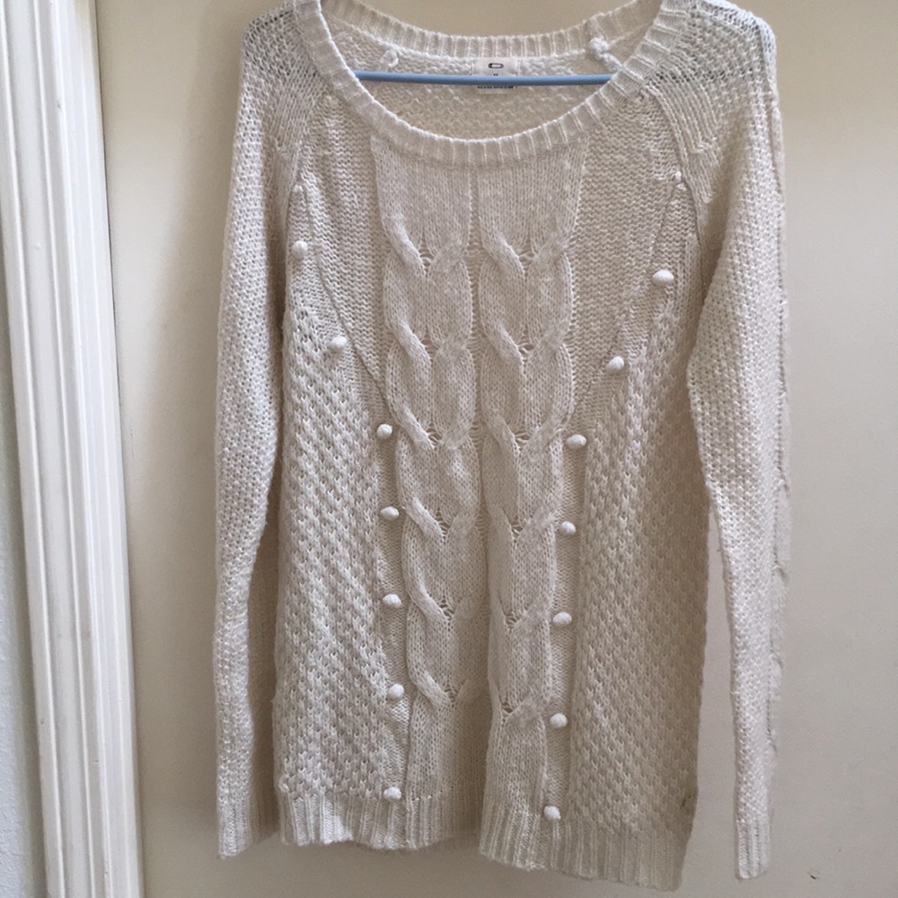 Pins Needles White Knit Sweater Urban Outfitters